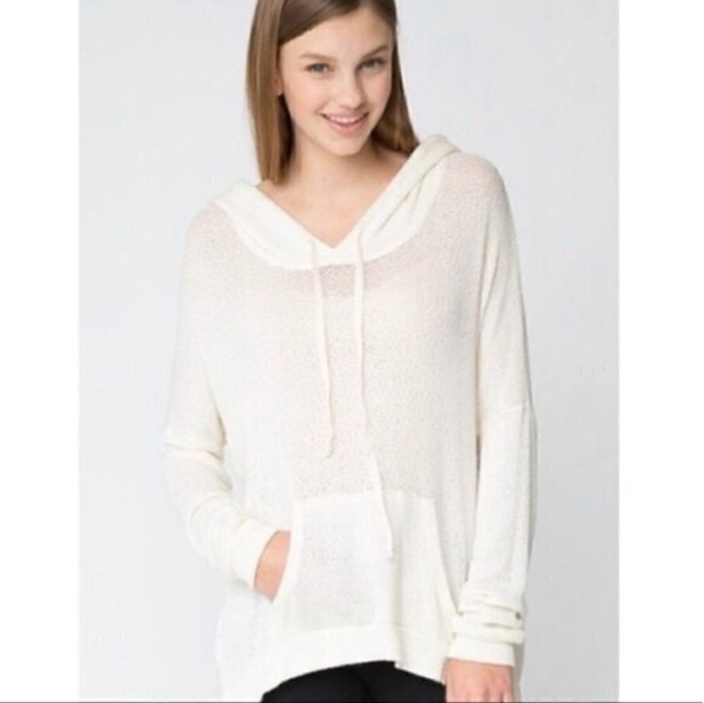 Brandy Melville Kayla Lightweight Ivory Hoodie Sweater